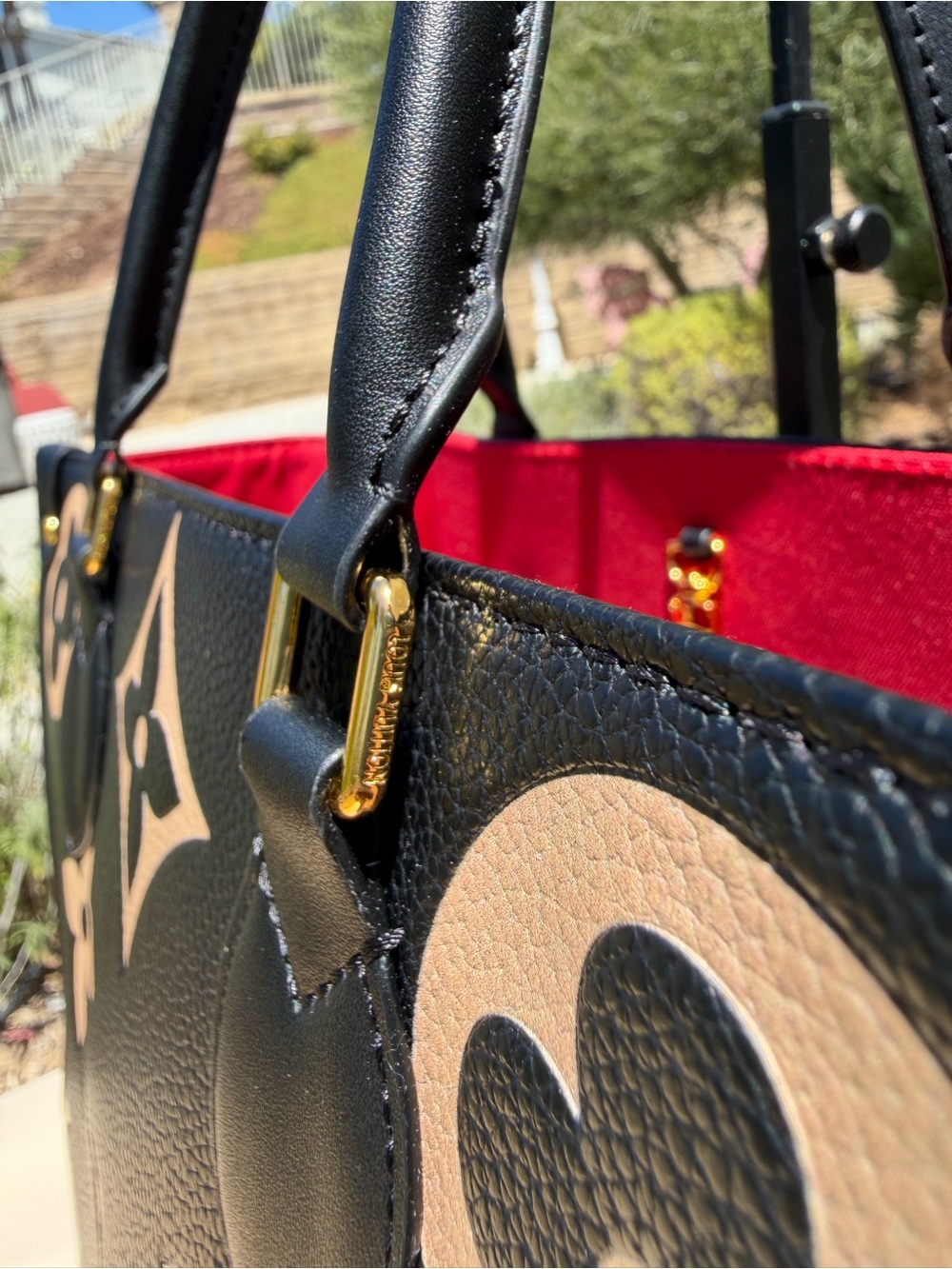 NEW LV Print Large Black & Tan Embossed Monogram OnTheGo GM Size Satchel Purse - Picture 7 of 16